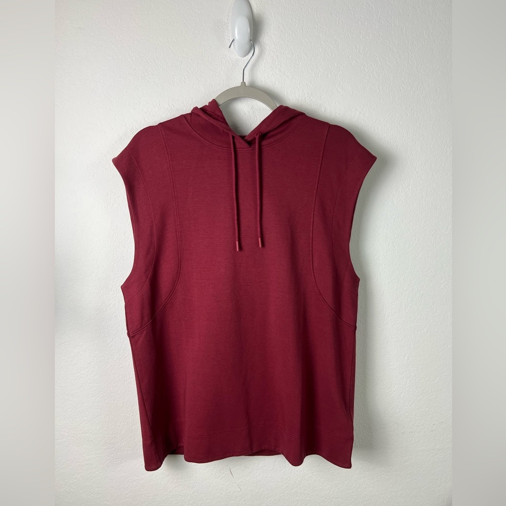 Athleta Sundown Red Sleeveless Activewear Gym Weights Walking Sweatshirt Hoodie - Picture 2 of 12